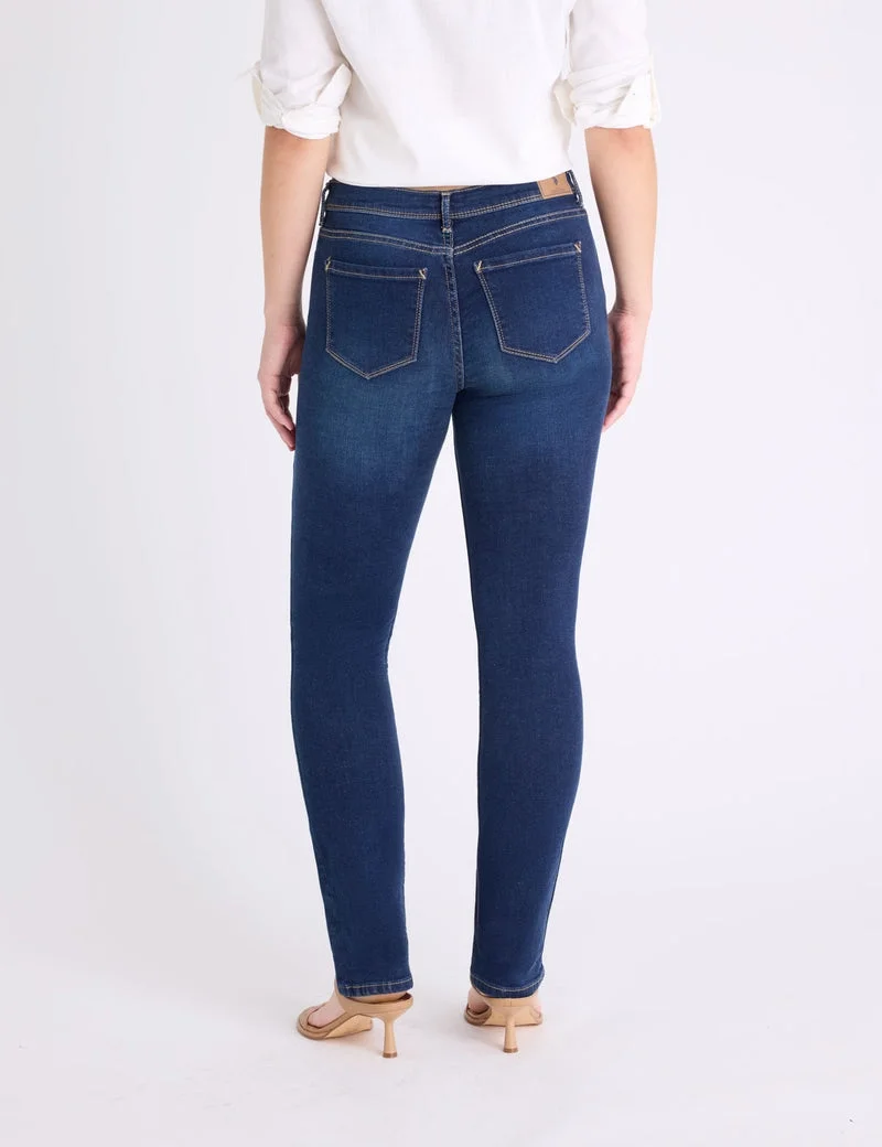 Женские джинсы U.S. Polo Assn. Mid Rise Slim Straight, синий — фото 2