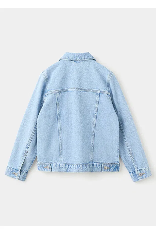 Детская куртка из денима для девочек Mango Kids, Light Blue — фото 2