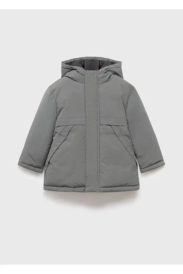 Детское пальто для девочек стеганое Mango Baby, Dark Gray — фото 2