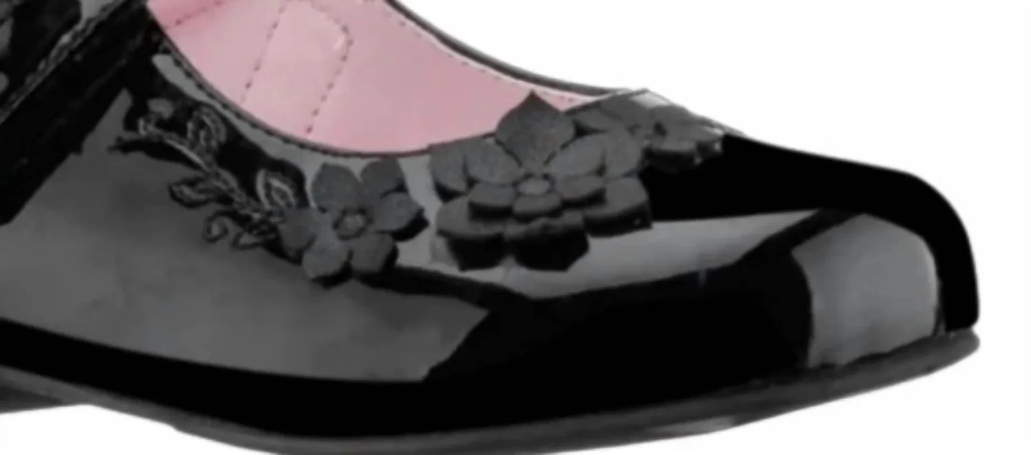 Детские туфли для девочек Мэри Джейн с ремешком Elodee Nina, Black Patent — фото 2