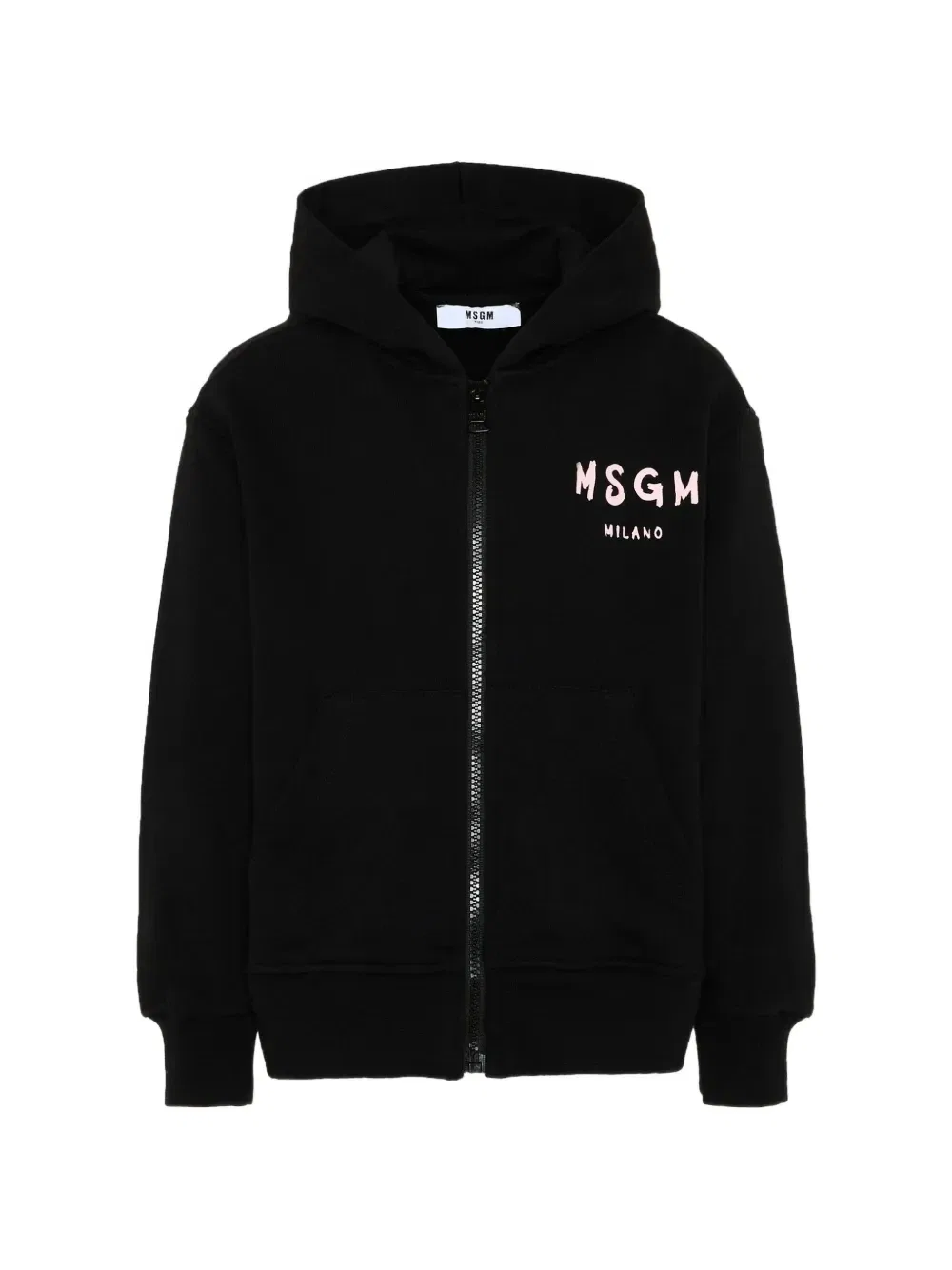 Худи на молнии с принтом логипа Msgm Kids, черный