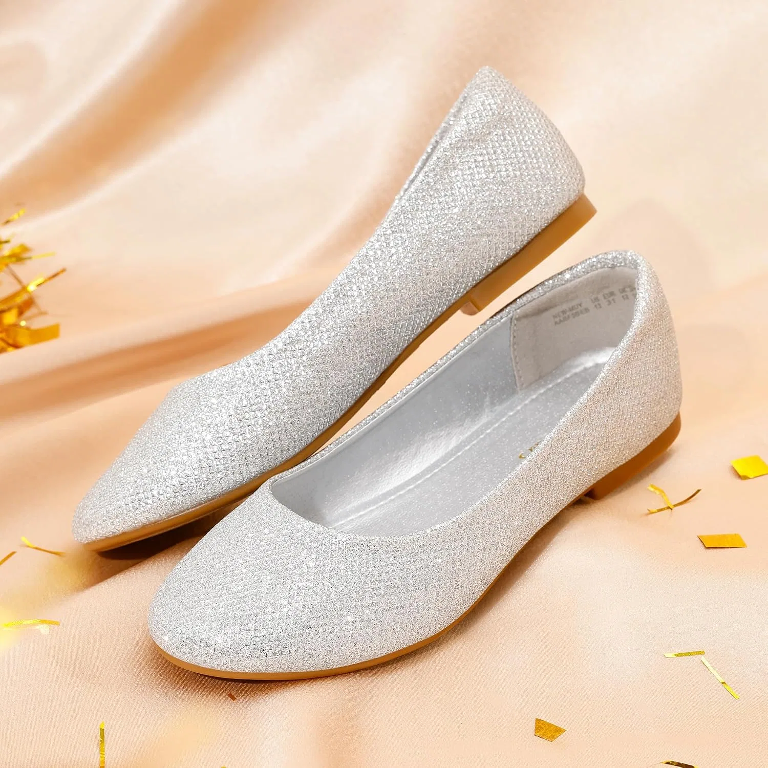 Детские балетки для девочек DREAM PAIRS, Silver/Glitter — фото 3