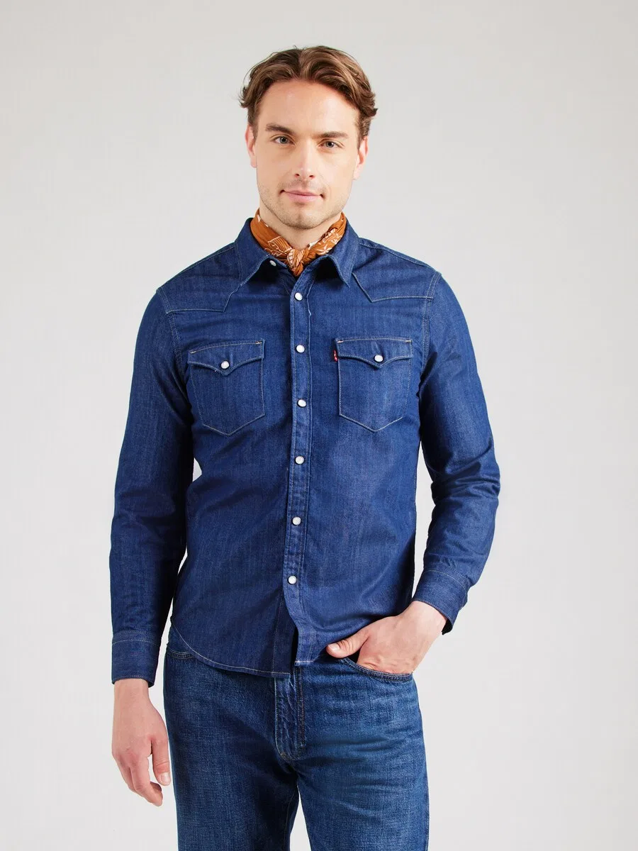 Рубашка LEVI'S Regular fit Button Up Shirt 'Barstow Western Standard Fit Shirt', синий джинсовый материал — фото 2