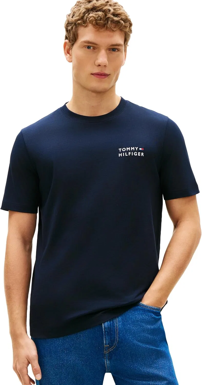 Мужская хлопковая футболка с вышитым логотипом Tommy Hilfiger, Desert Sky
