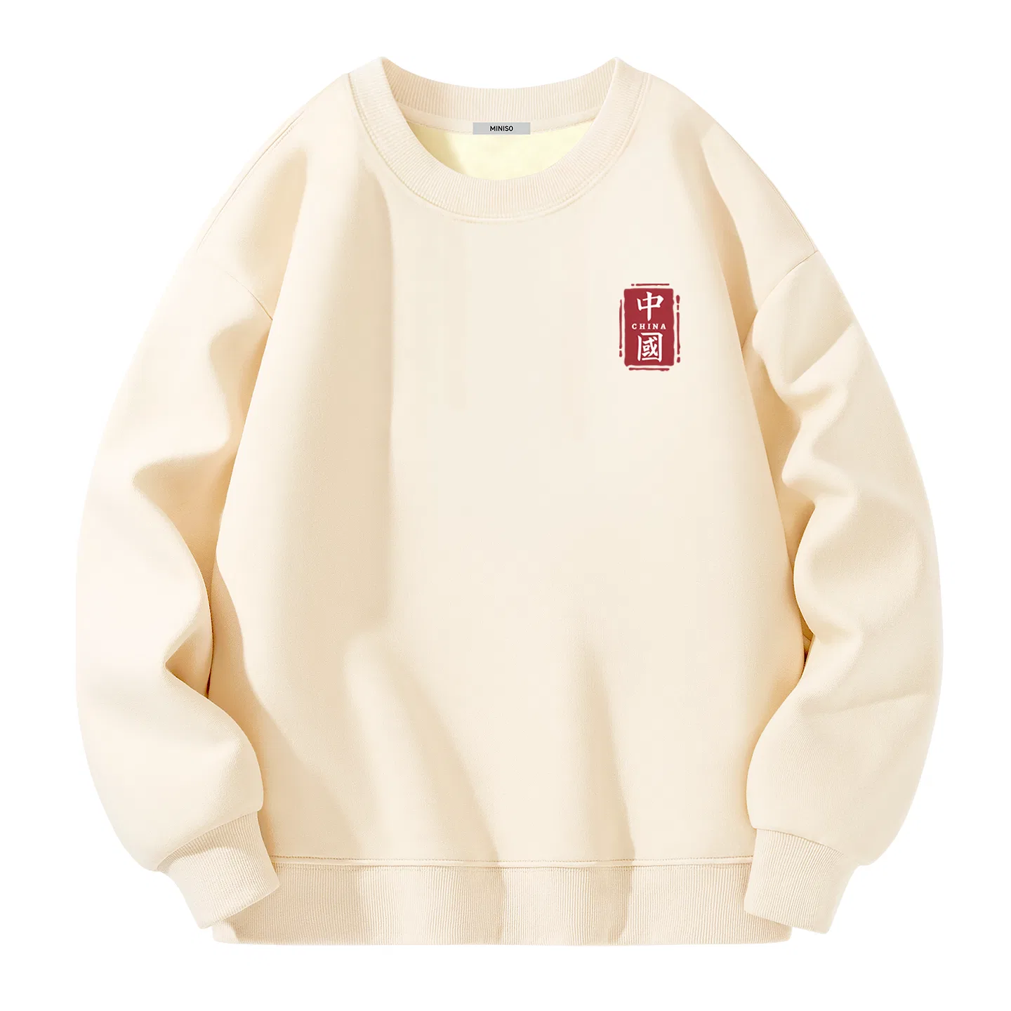 Детский свитшот унисекс с принтом MINISO, Light Beige