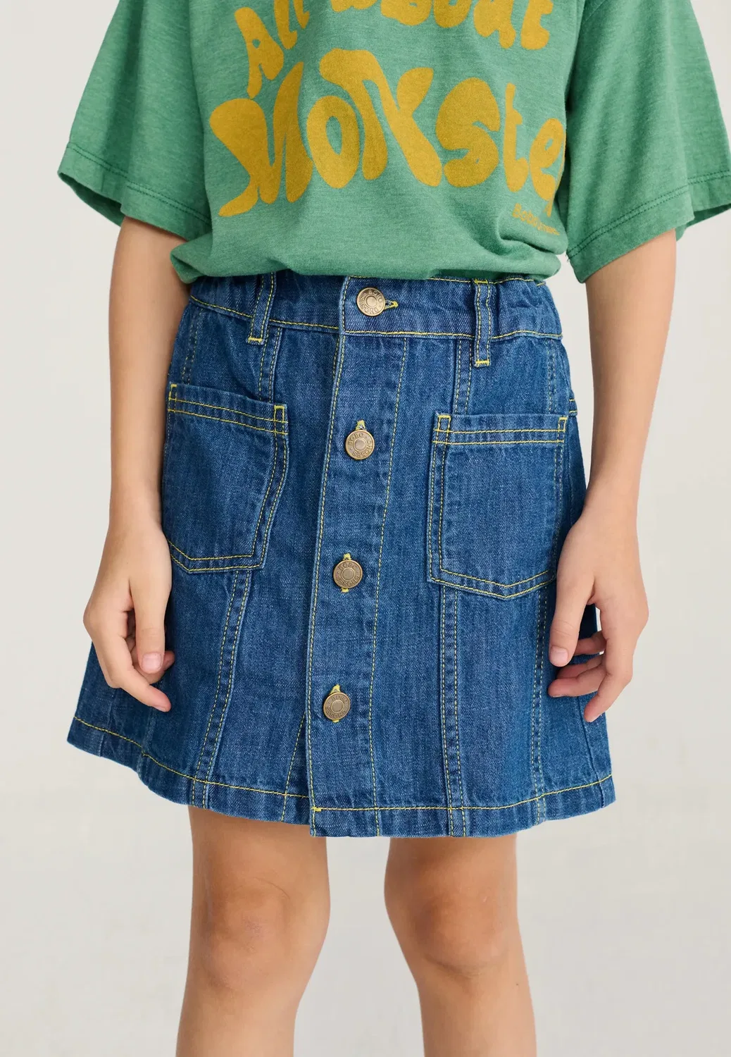 Booo bo choses tag - джинсовая юбка Bobo Choses, Dark Blue Denim — фото 3