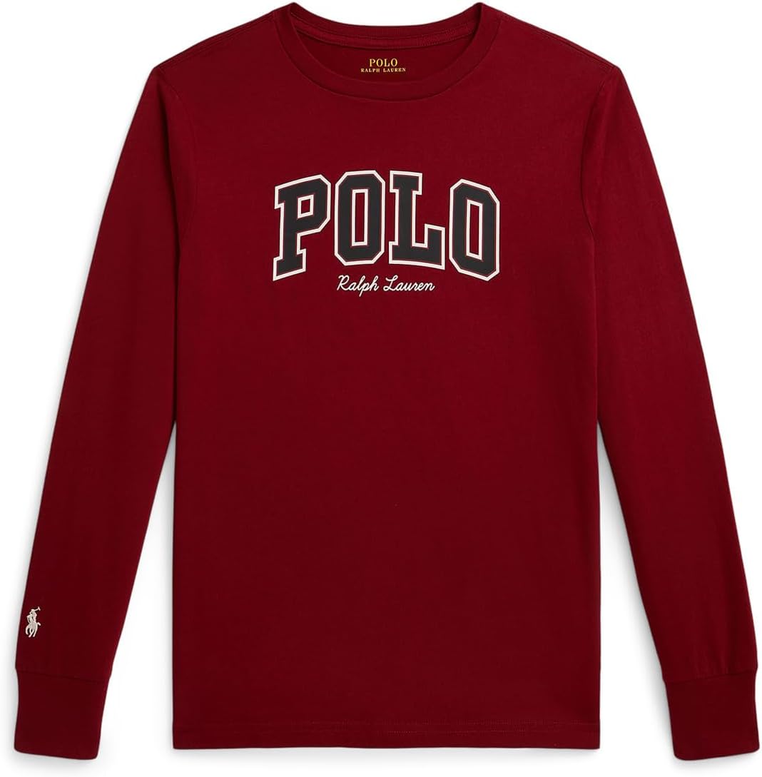 

Хлопковая футболка с длинным рукавом и логотипом Polo Ralph Lauren Kids, Holiday Red