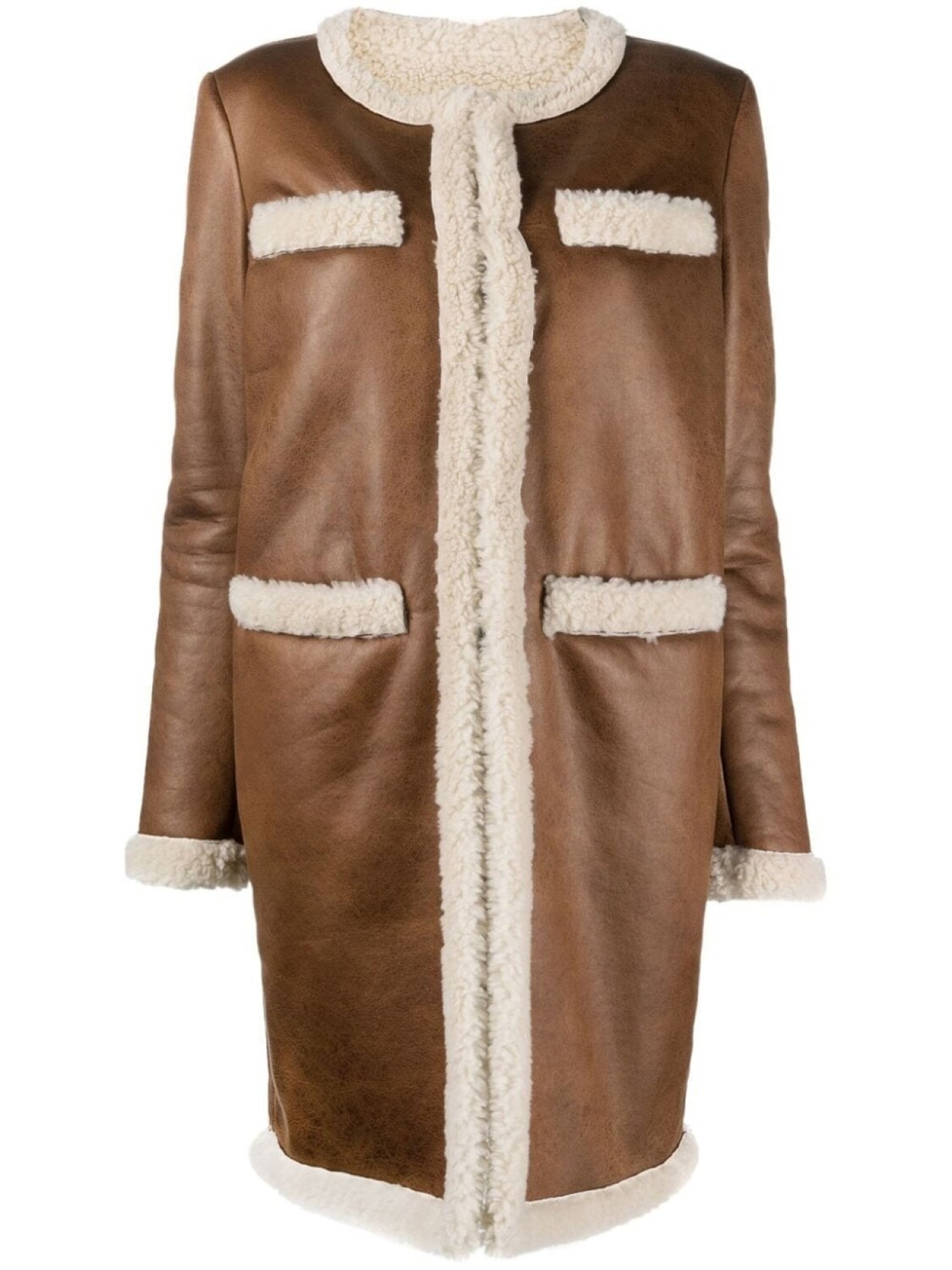 

Пальто без воротника из искусственной овчины Dsquared2, коричневый