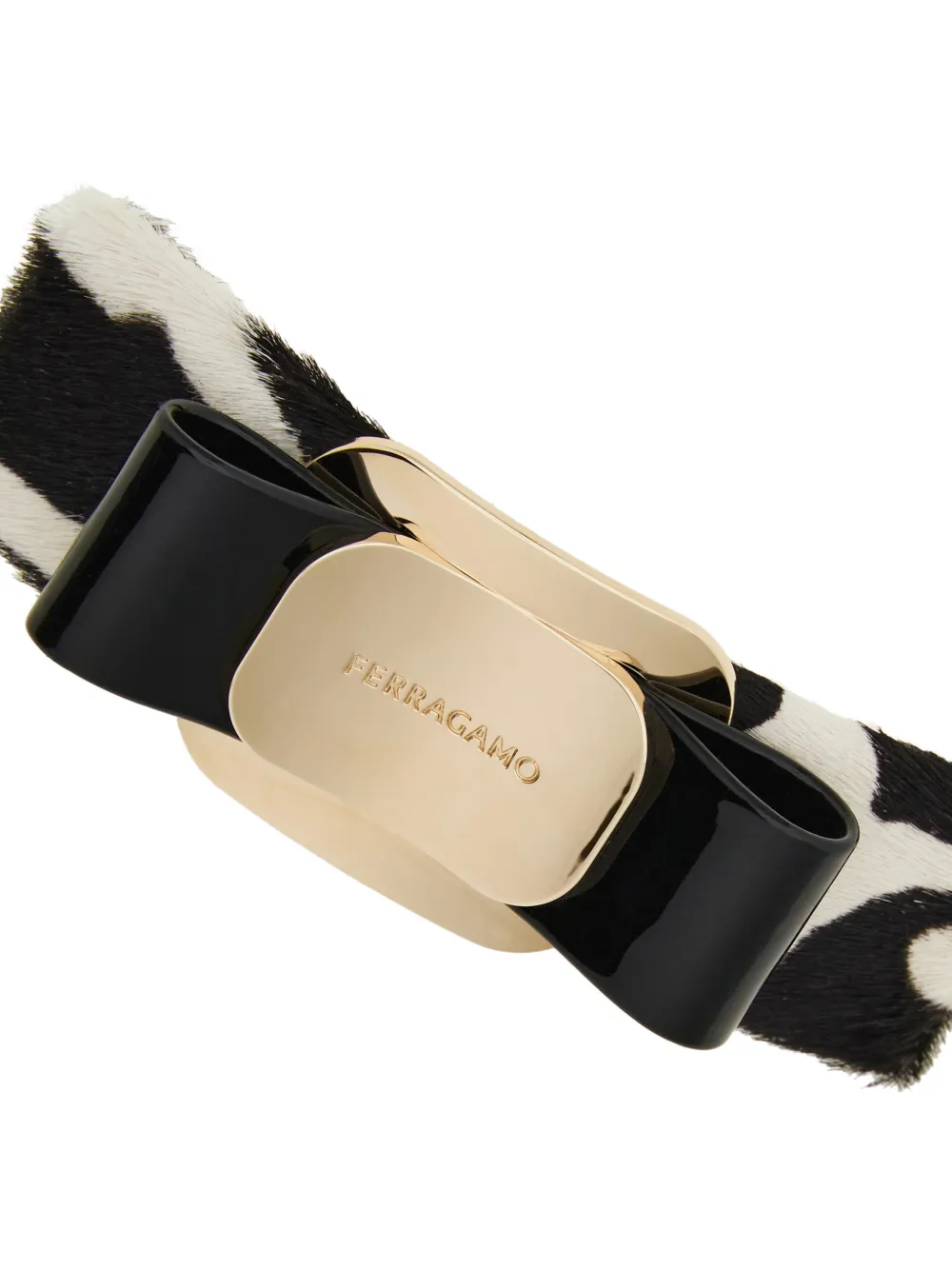 Заколка для волос с принтом "зебра" и бантом Vara Ferragamo, черный — фото 2