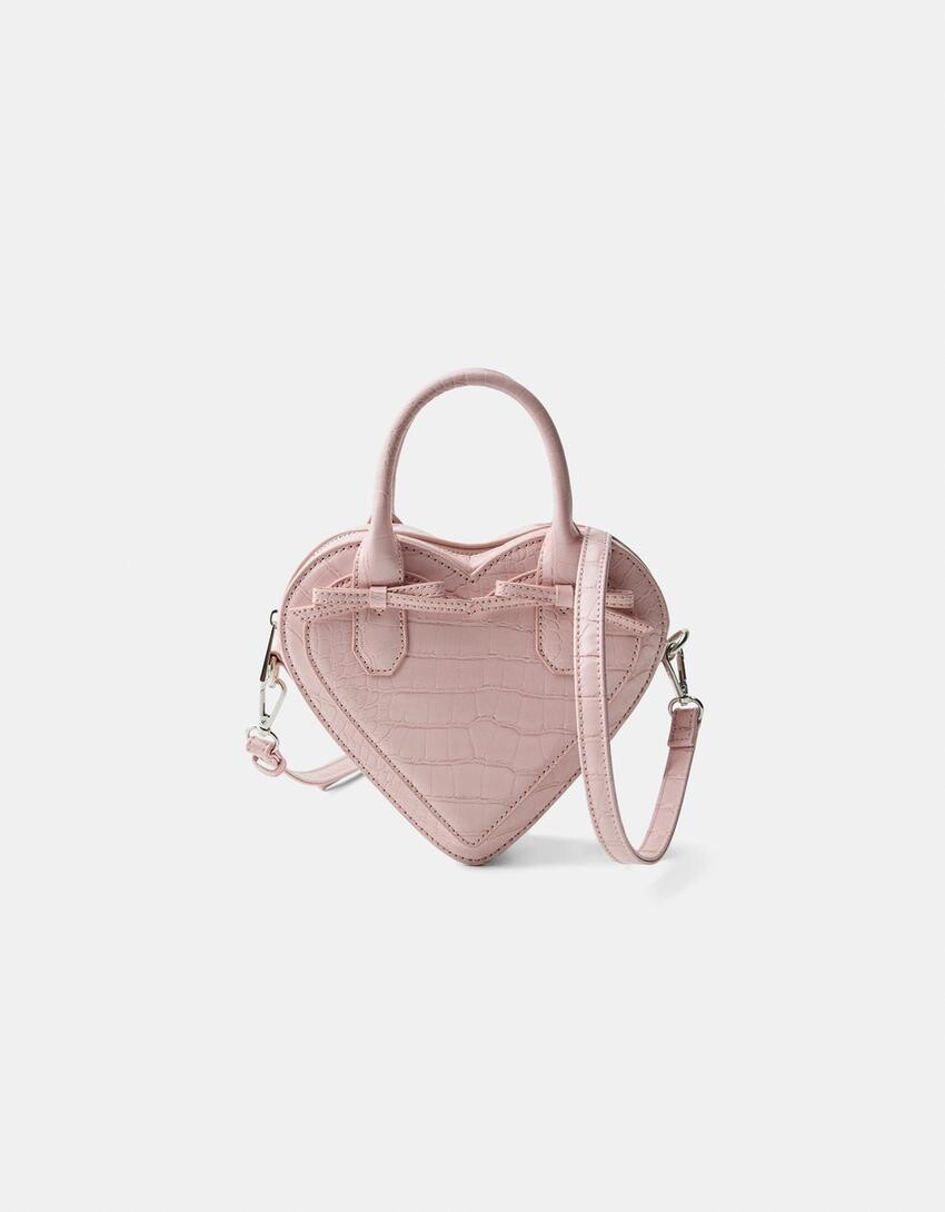 

Сумка в форме сердца с тисненым животным принтом Bershka, розовый