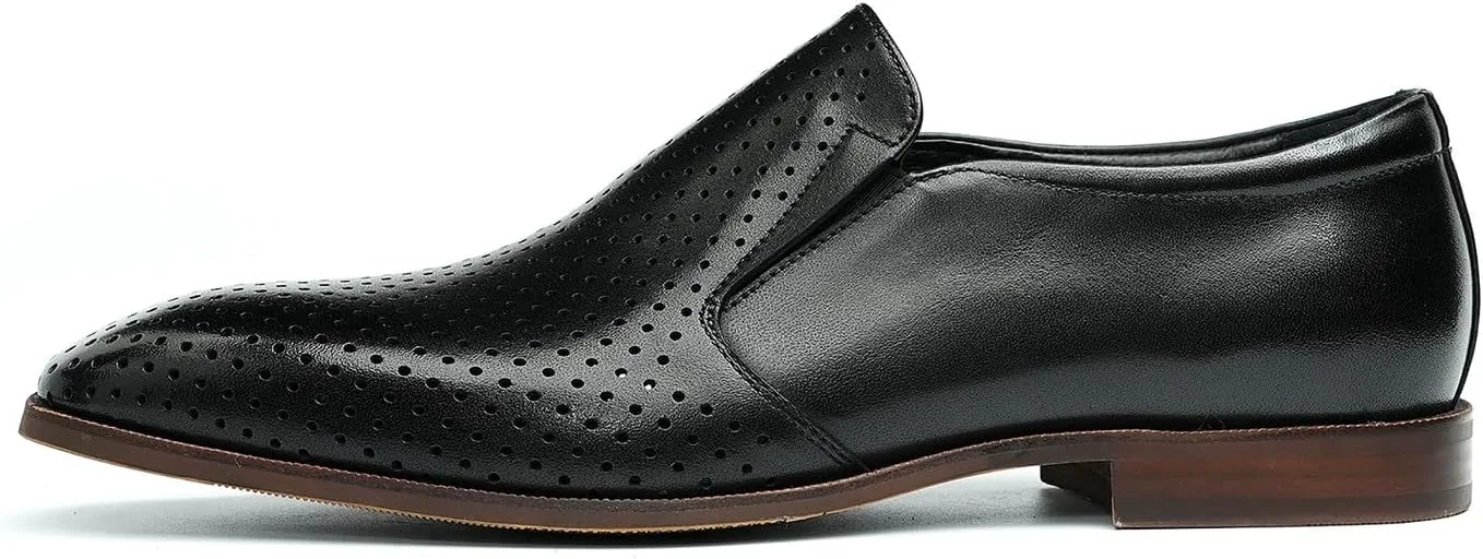 

Мужские лоферы Santimon Mens из кожи, деловые и повседневные пенни-лоферы для мужчин, формальная деловая обувь, модные скелетон-слипон, летние мужские прогулочные туфли, черный