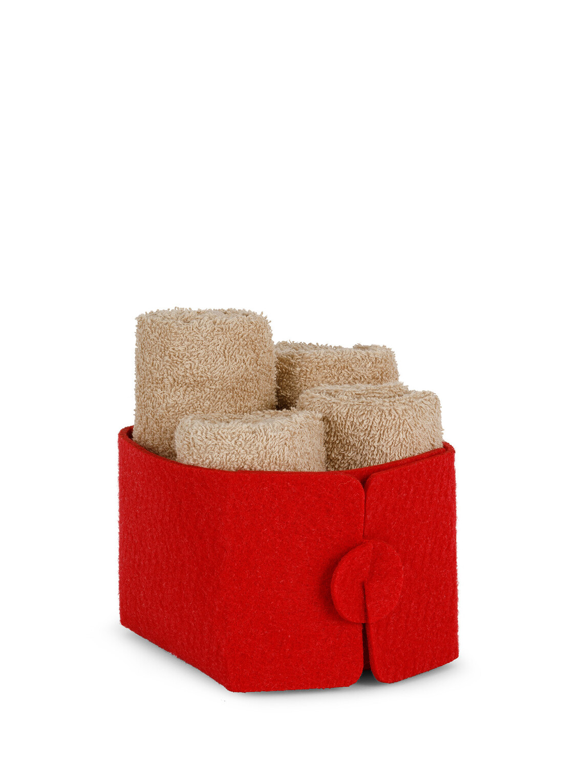 

Корзина из 4 однотонных мочалок., красный