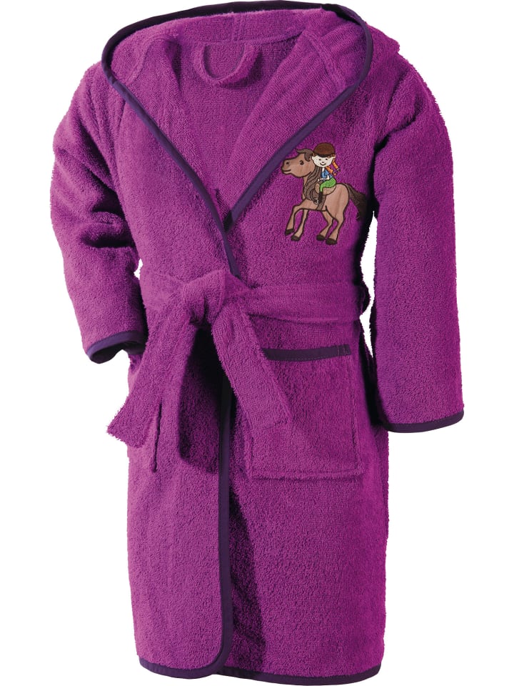 

Erwin Müller Детский банный халат из махровой ткани с капюшоном, цвет фуксия