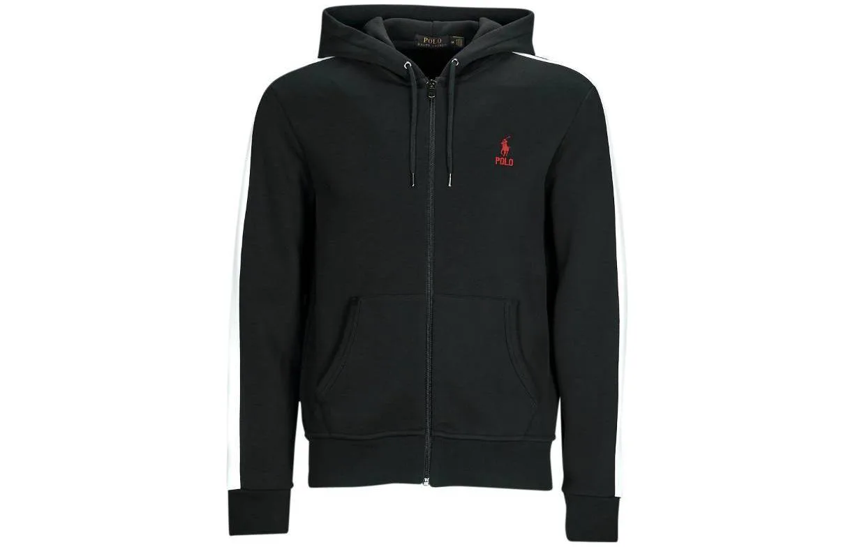 Худи с молнией и полосками Polo Ralph Lauren, черный