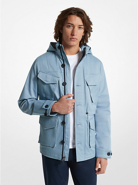 

Полевая куртка из эластичного хлопка с капюшоном Michael Kors Mens, синий