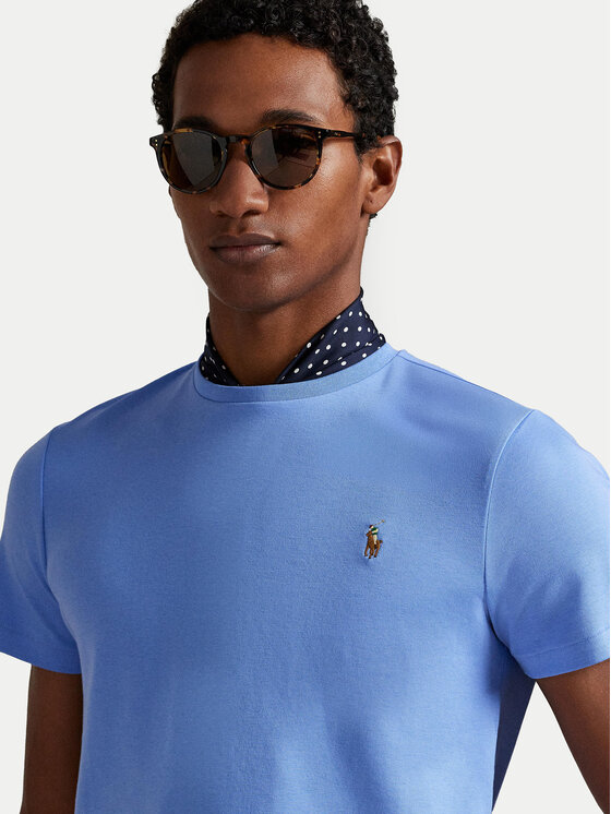 Футболка custom slim fit 710740727101 Polo Ralph Lauren, синий — фото 4