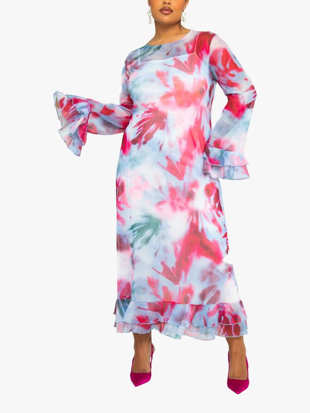 

Размытый цветочный сетчатый сарафан FASHION SZN Curve, Blue/Multi