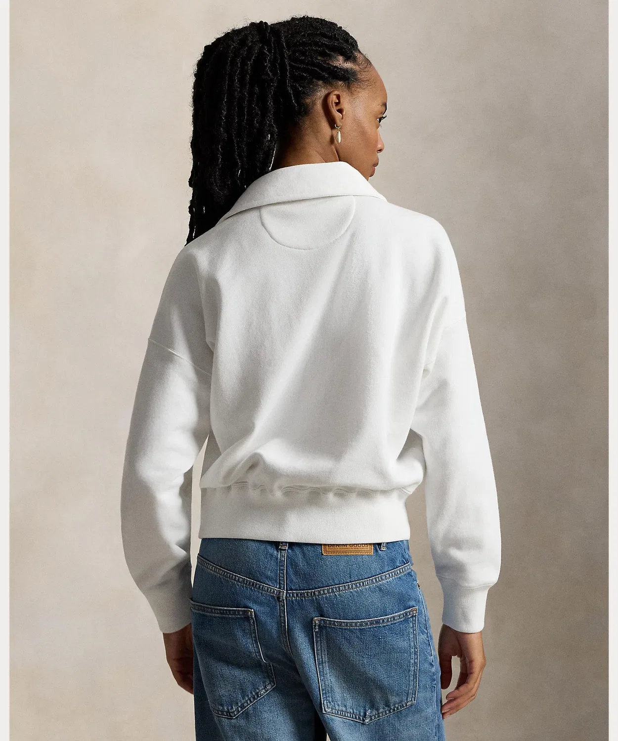 Флисовая куртка четверть-застежка Polo Ralph Lauren, хлопок/полиэстер, белый — фото 4