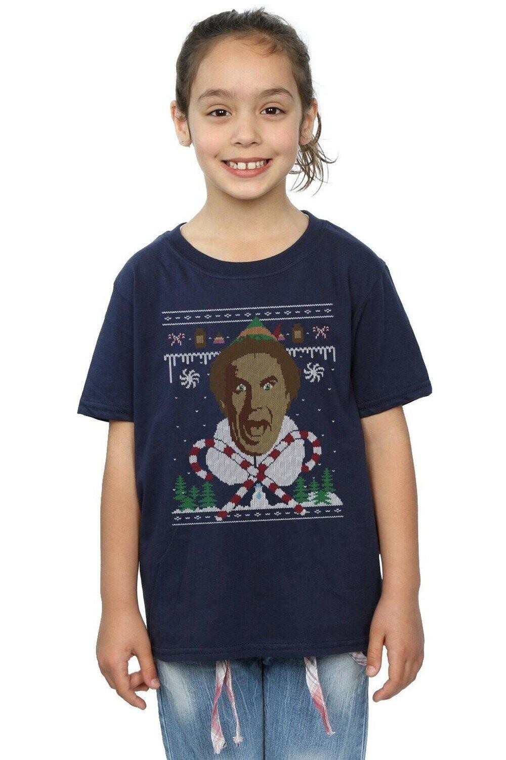 

Хлопковая футболка Christmas Fair Isle Elf, темно-синий
