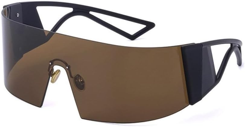 

Большие спортивные солнцезащитные очки без оправы для женщин, защитные очки с обтекаемой формой для мужчин, цельные ветрозащитные солнцезащитные очки UOVSAW, C3 Black Brown