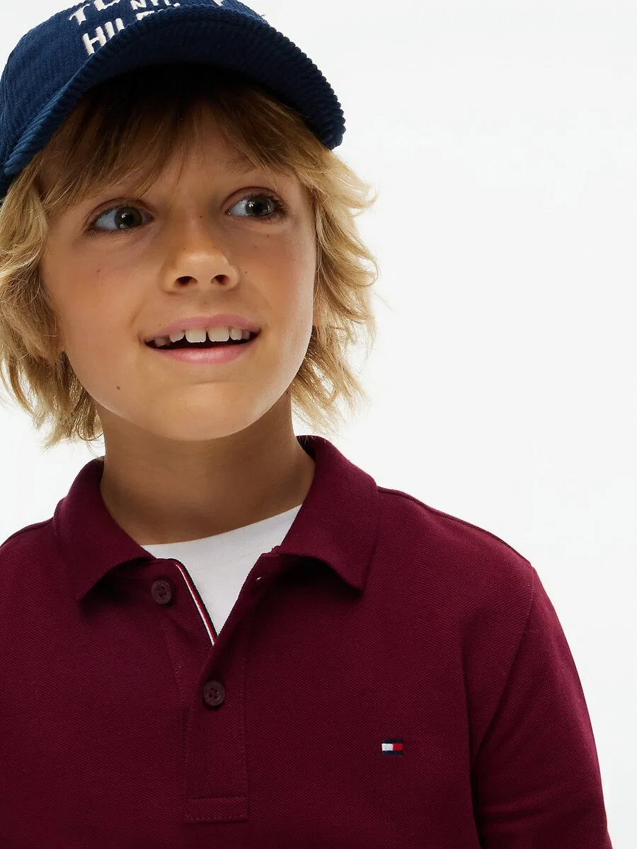Топ TOMMY HILFIGER 'Essential' темно-красного цвета — фото 3