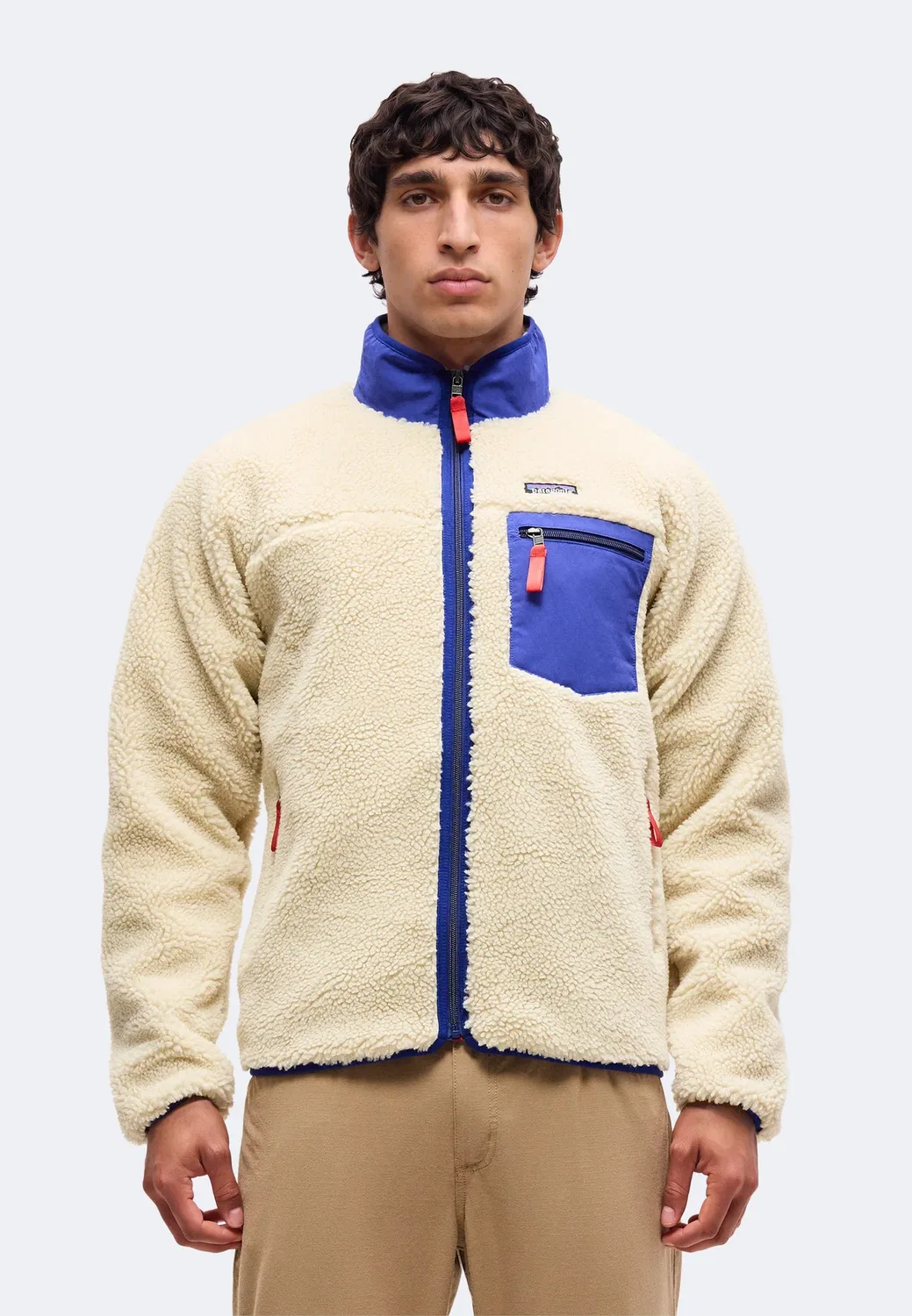 Классическая ретро-куртка из флиса Patagonia, Dark Natural/Cobalt Blue