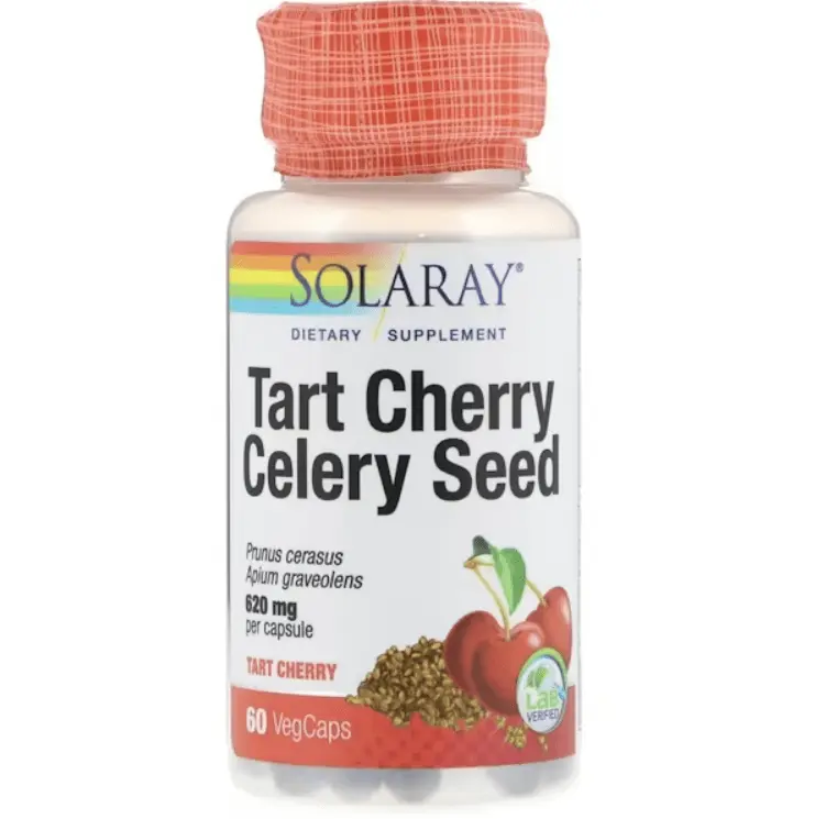 

Экстракт вишни и семян злаковых Tart Cherry Celery Seed, 60 растительных капсул, Solaray