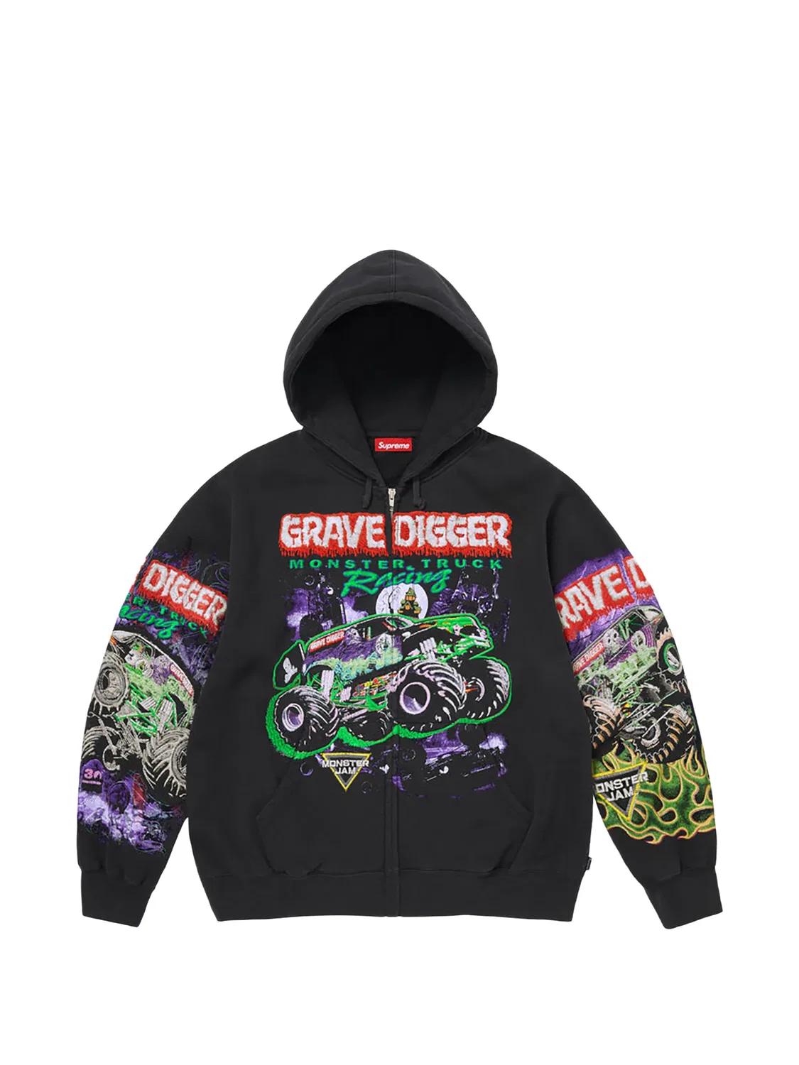 Худи Grave Digger на молнии Supreme, черный