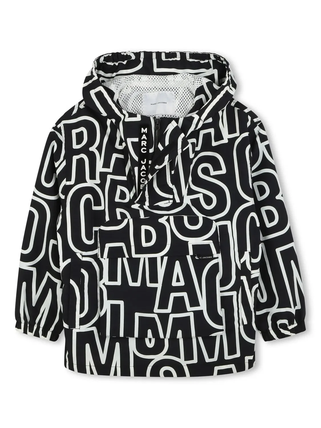 Ветровка с капюшоном Monogram Hooded Windbreaker Jacket Little Marc Jacobs, Black — фото 3