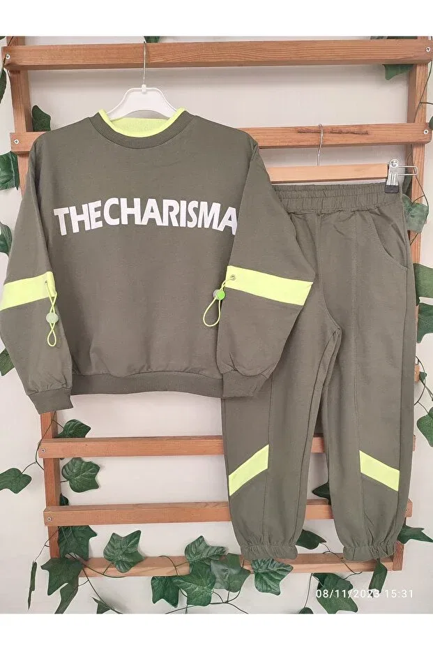 Детский спортивный комплект для мальчиков с принтом Two Thread Boy's Tracksuit Set Baby, Haki