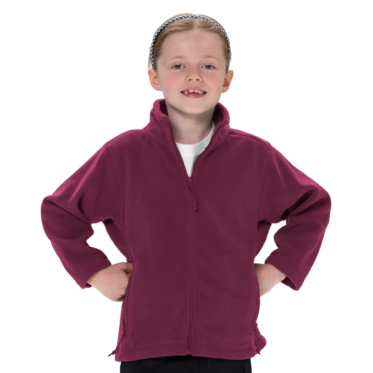 Детская куртка из флиса с полной застежкой-молнией Jerzees Schoolwear, Burgundy — фото 2