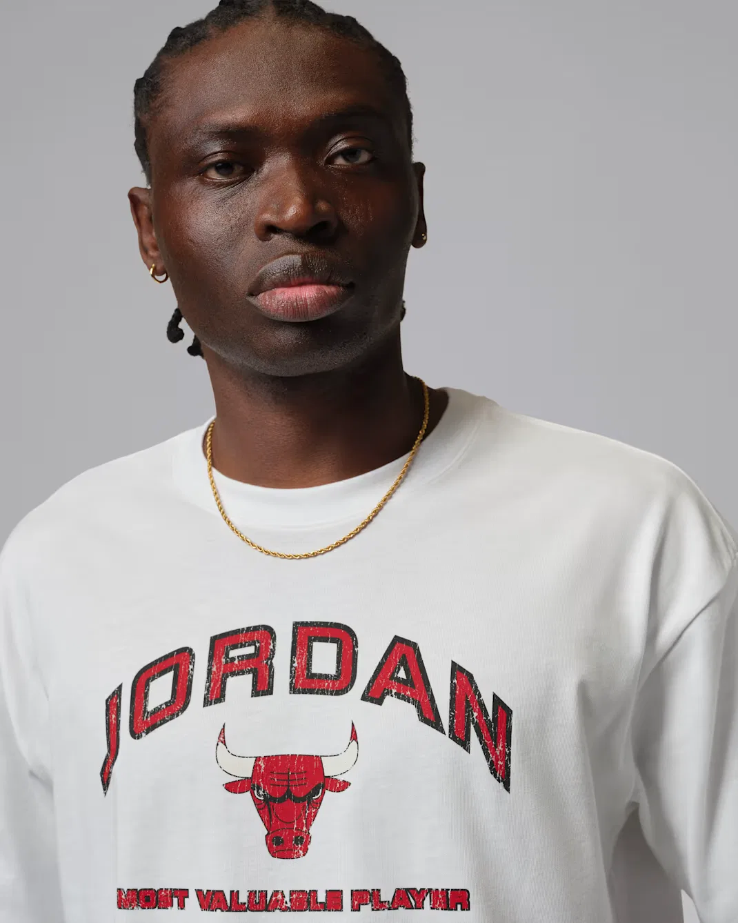 Мужская свободная футболка с графическим принтом Jordan Flight Essentials, White/University Red — фото 3