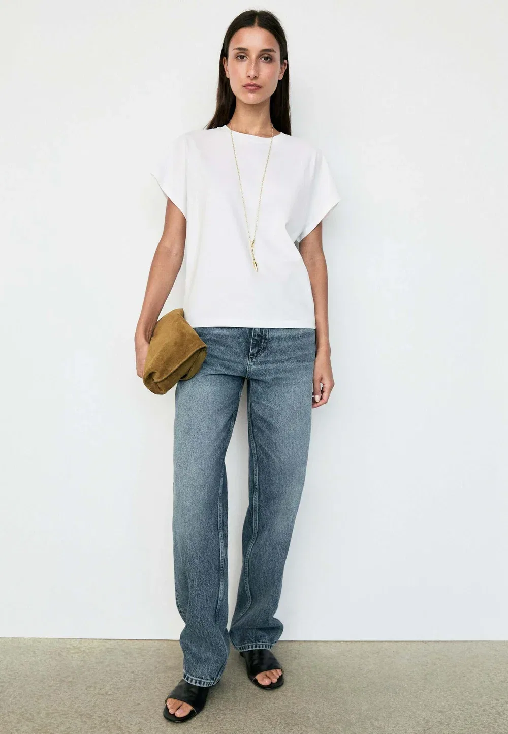 Простая футболка Massimo Dutti, White — фото 2
