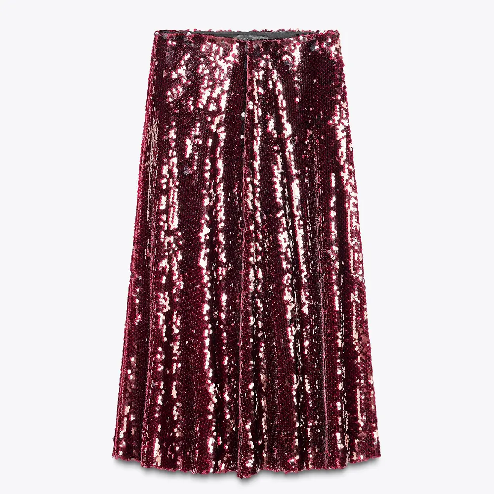 

Юбка Zara Sequinned Midi, красный