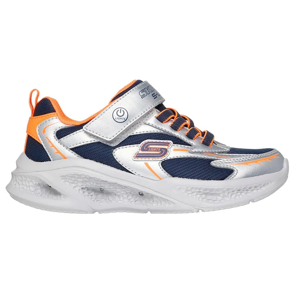 Детские кроссовки для мальчиков с подсветкой Skechers Skechers Meteor-lights, Silver Orange — фото 4