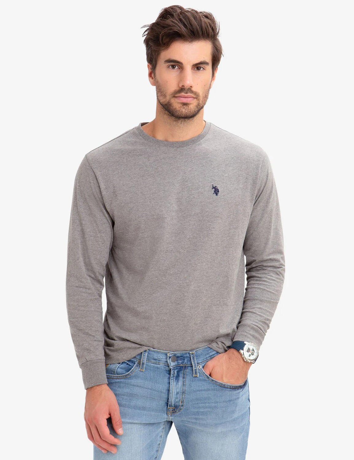 

Лонгслив U.S. Polo Assn., серый