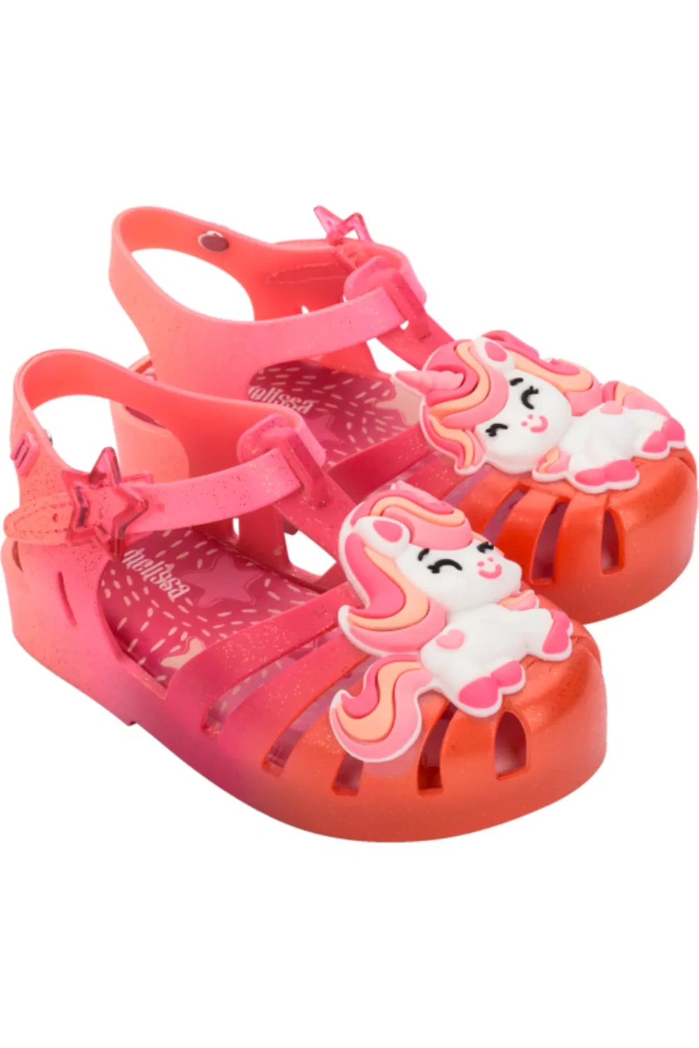 Детские сандалии-рыбачки на липучке Mini Possession Mini Melissa, розовый/оранжевый/белый