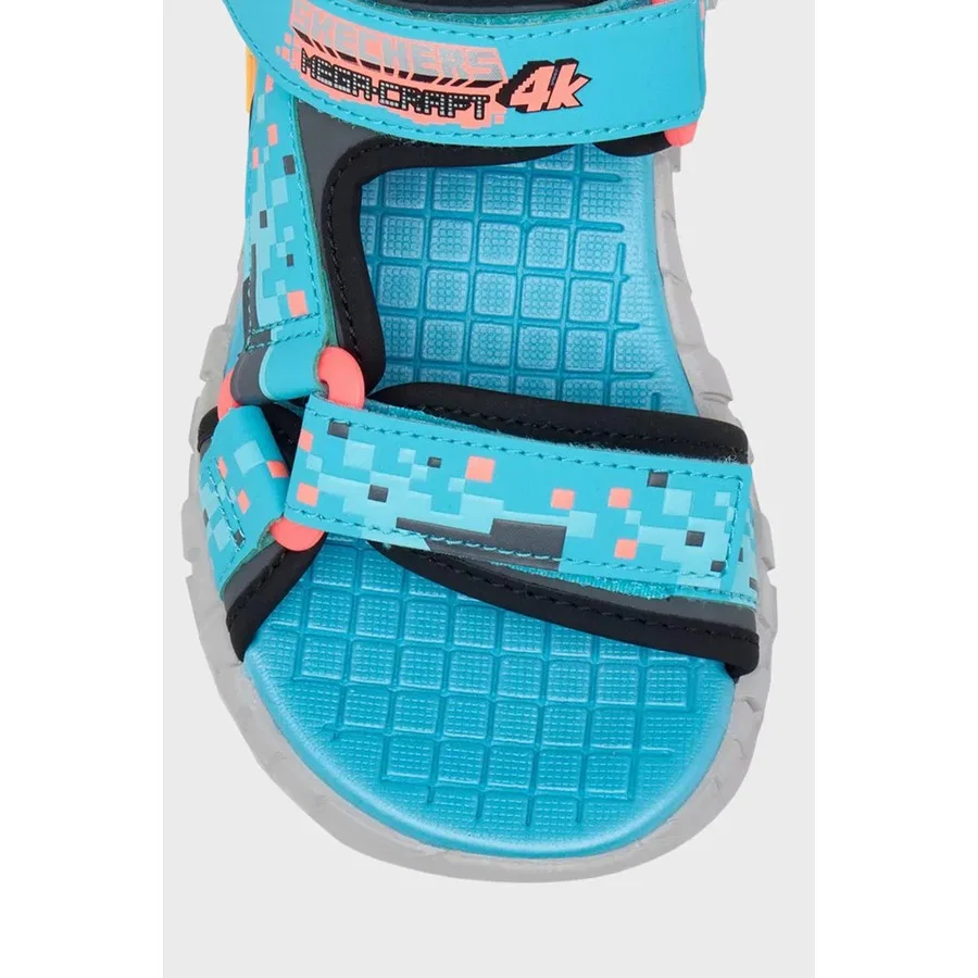 Сандалии для мальчика с пиксельным принтом Mega-Splash Skechers, Бирюзово-черный — фото 3