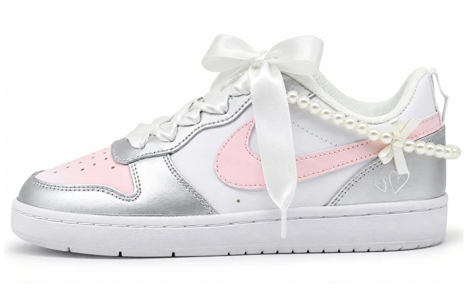 Детские скейтборд-кроссовки с низким верхом Silver Pink Nike — фото 3