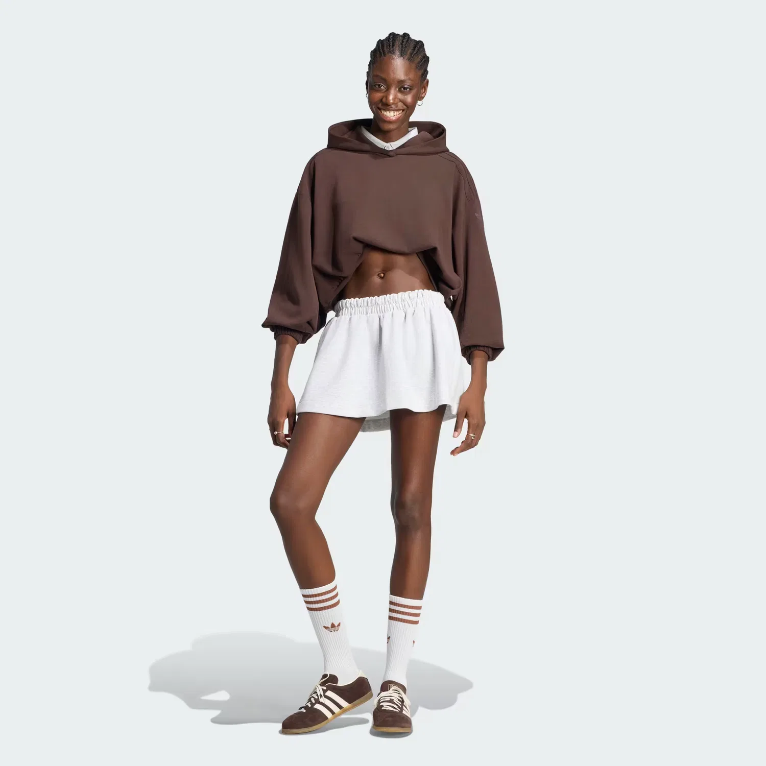 Женская юбка свободного кроя adidas Originals, светло-серый меланж — фото 3