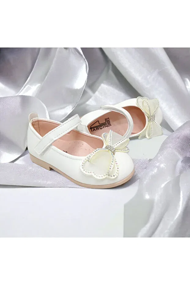 Детские балетки для девочек с коротким каблуком Patik Bebe, White — фото 3