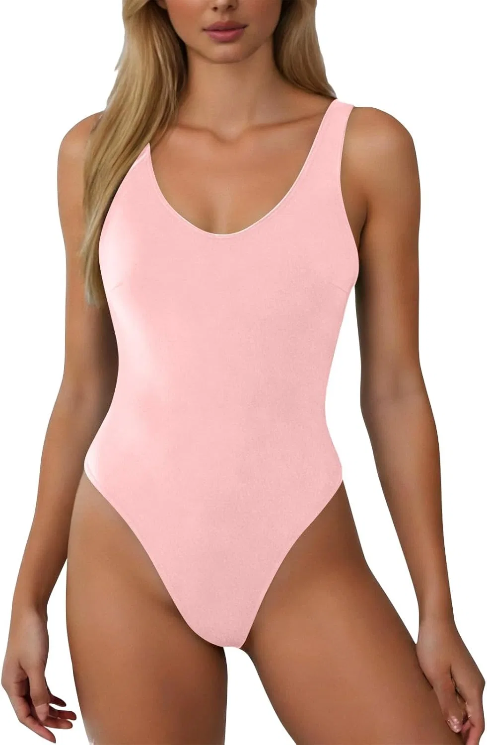 Женский цельнокроеный купальник с утяжкой живота Generic, Light Pink