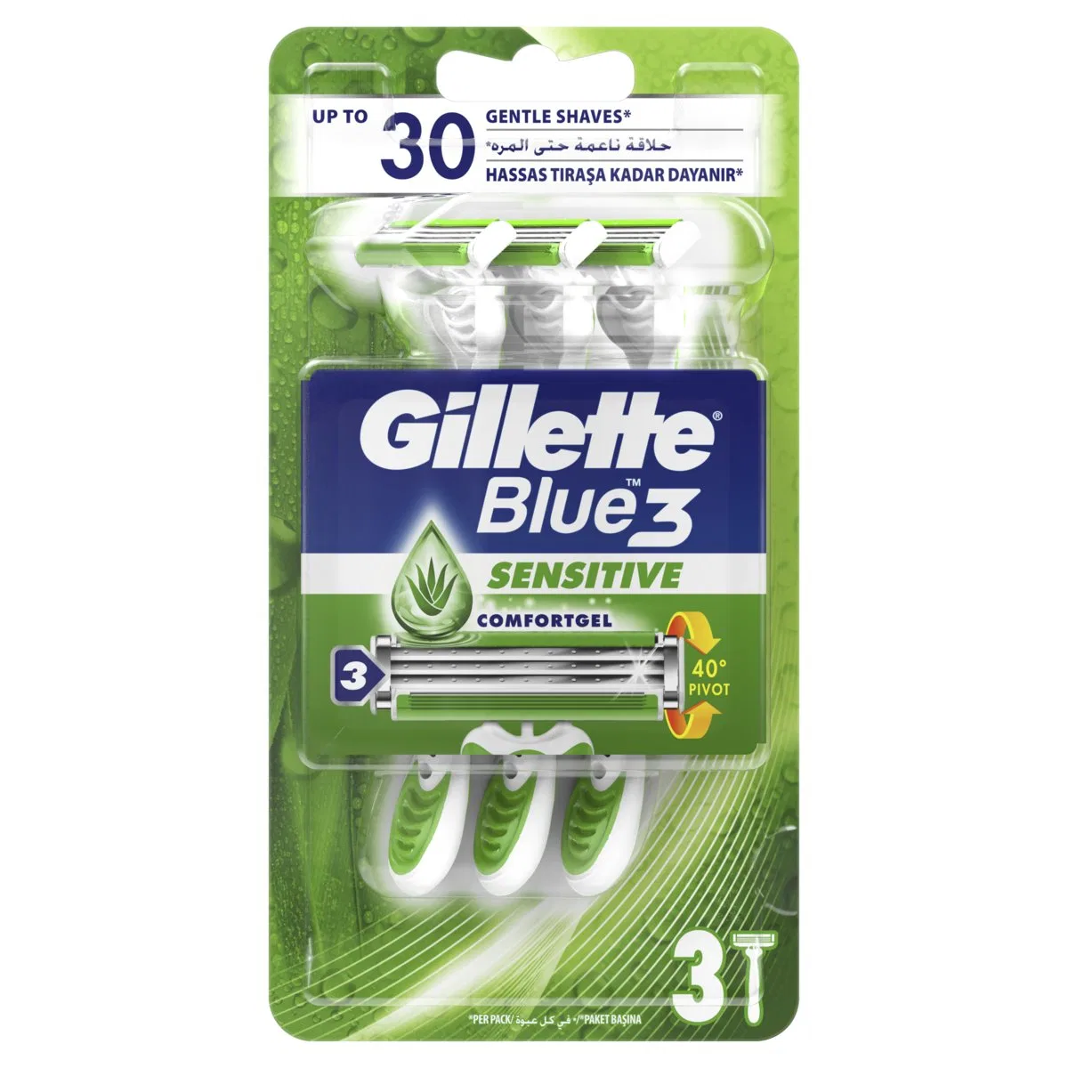 Одноразовая бритва для мужчин Gillette Blue3 Sensitive, 3 шт