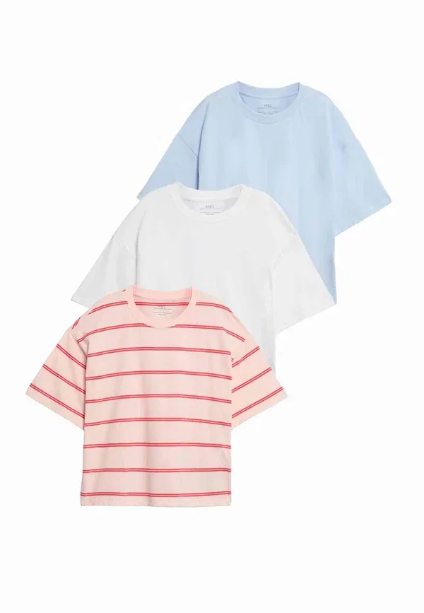 Комплект из 3 футболок с полосками Print T-shirt Marks & Spencer Mix, синий
