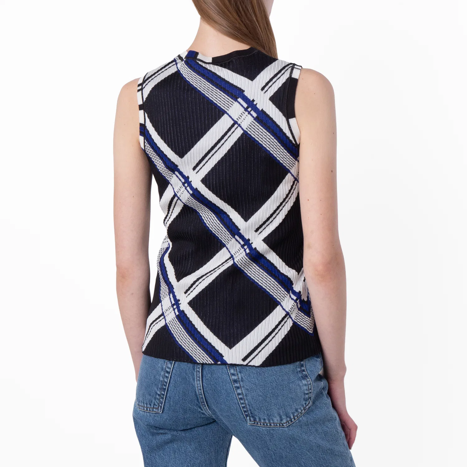 Жилет из шелка с жаккардовым узором Check Jacquard Silk Vest Burberry, Black Ip Chk — фото 2