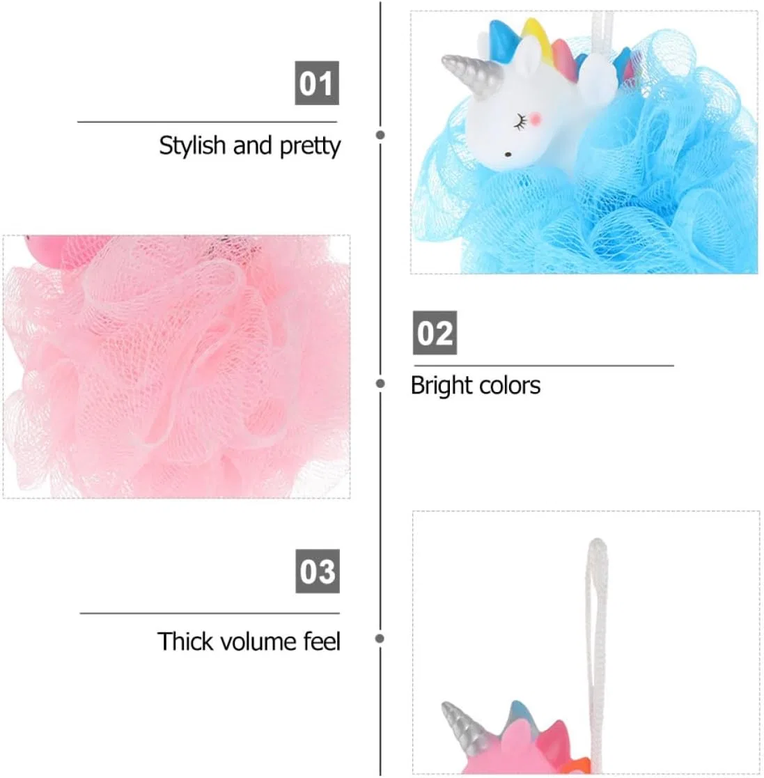 Мочалка для тела Einhorn из PE сети, 2 шт, Amosfun, 14x11x9 см — фото 3