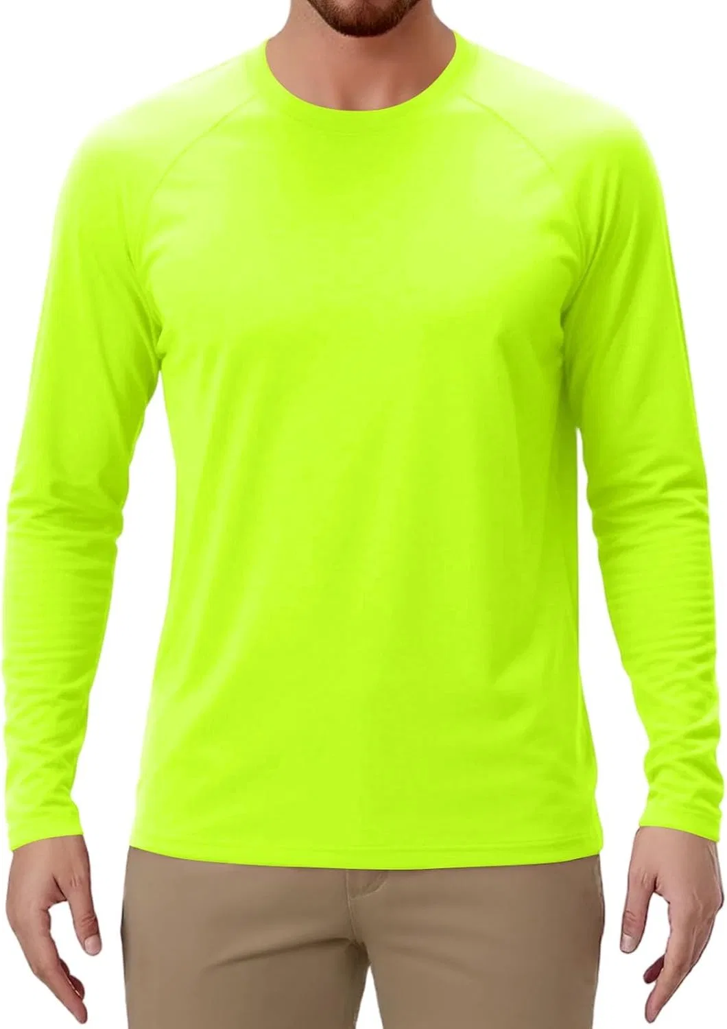 Мужская футболка с длинным рукавом, классический крой, Fluorescent Green