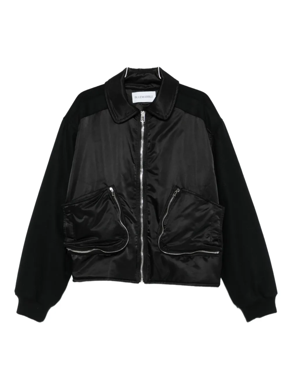 

Бомбер с застежкой-молнией и шерстяными рукавами BLUEMARBLE, черный