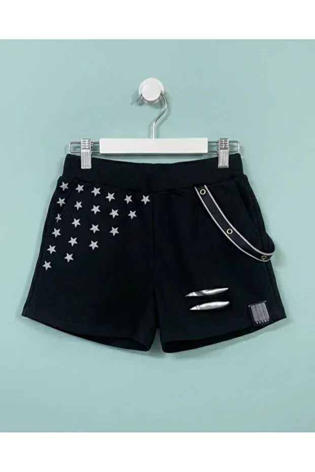Детские шорты для девочек с принтом Star Patterned Babyhola, Black — фото 2