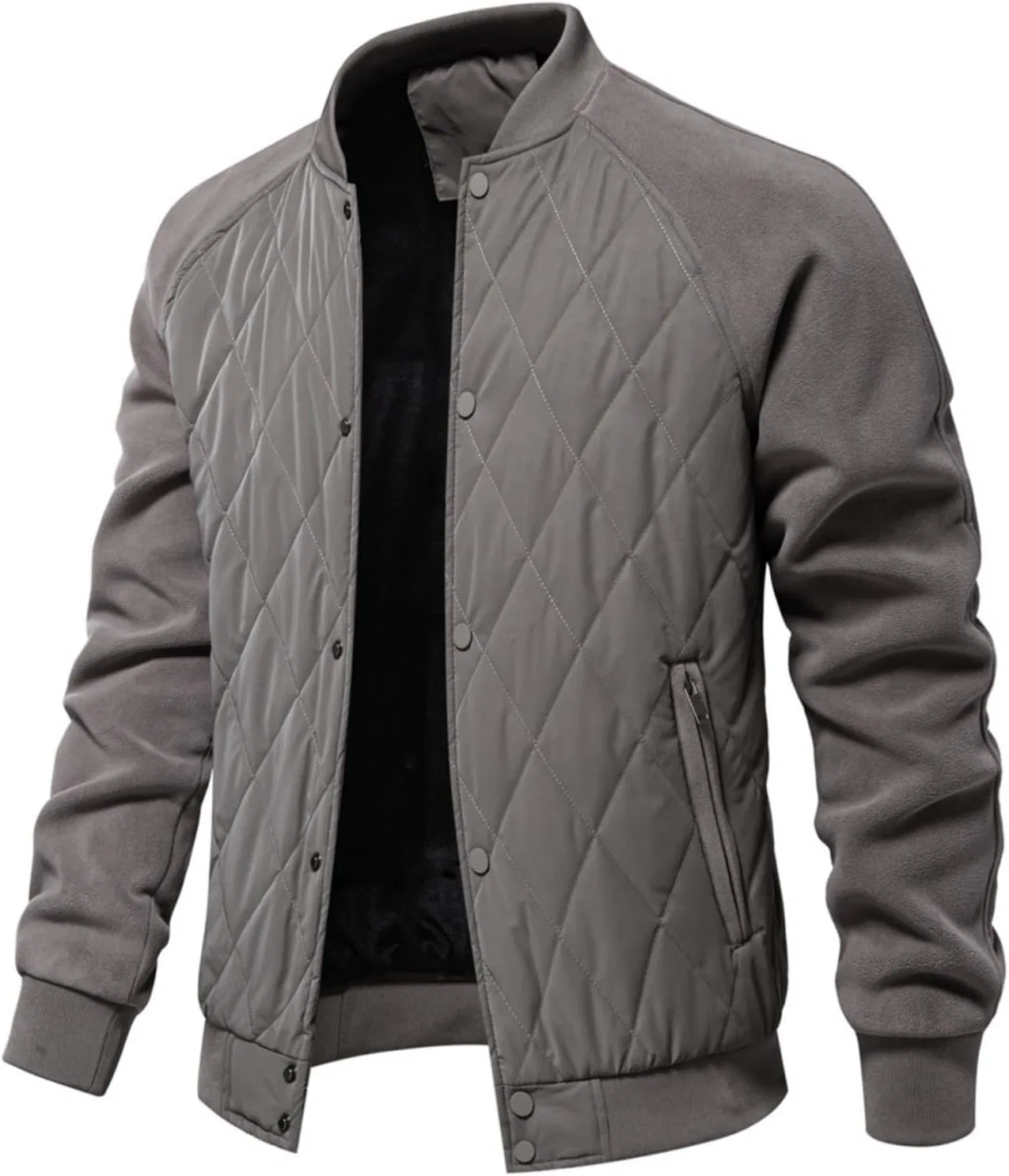 Мужская куртка-бомбер с принтом, стеганая, на молнии, Varsity Jacket, серый